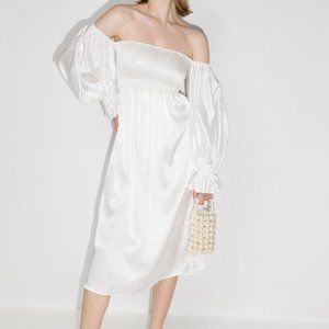 NWT Sleeper Womens Atlanta Silk Dress Small White - rehearsal dinner bridal